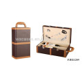 high quality portable leather wine box for 2 bottles from China manufacturer